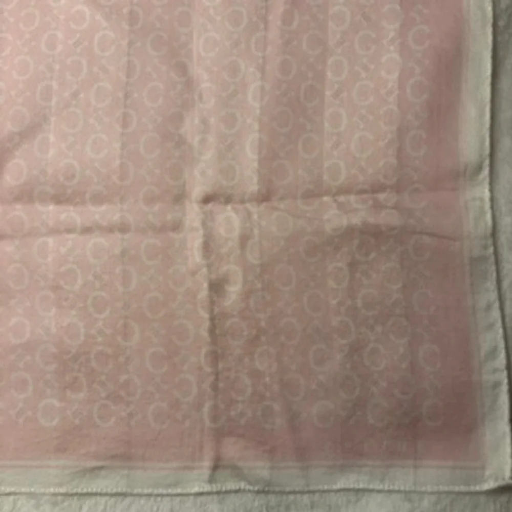 Vtg CELINE Scarf Handkerchief Macadam Logo Pink White 19